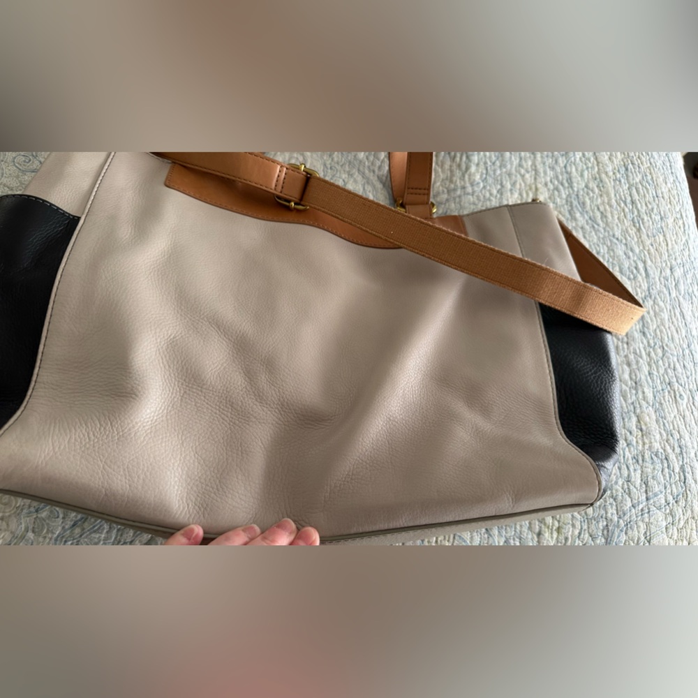 Fossil Amanda Colorblock Leather Shopper Tote Large Shoulder Bag EUC - Picture 2 of 16